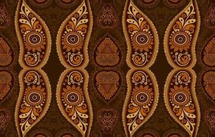 Afrikaanse ikat paisley naadloos patroon bruin toon. abstract traditioneel volk antiek grafisch paisley lijn. structuur textiel vector illustratie overladen elegant luxe wijnoogst retro stijl.