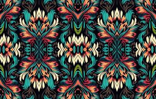 etnisch ikat tropisch naadloos patroon. abstract traditioneel volk antiek grafisch kleding stof lijn. structuur textiel afdrukken ontwerp achtergrond vector illustratie overladen elegant luxe wijnoogst retro stijl.