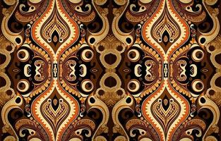 Afrikaanse ikat paisley naadloos patroon bruin toon. abstract traditioneel volk antiek grafisch paisley lijn. structuur textiel vector illustratie overladen elegant luxe wijnoogst retro stijl.