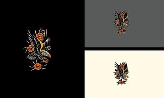 vliegend adelaar met bloemen vector illustratie mascotte ontwerp
