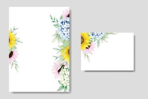 mooi waterverf bloemen bladeren bruiloft uitnodiging kaart sjabloon vector