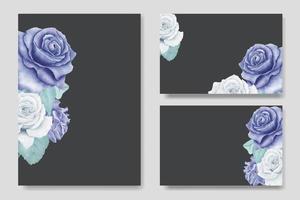 mooi waterverf bloemen bruiloft schrijfbehoeften met marine blauw bloem en bladeren vector