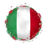 ronde grunge vlag van Italië met spatten in vlag kleur. vector