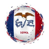 ronde grunge vlag van Iowa ons staat met spatten in vlag kleur. vector