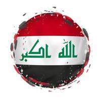 ronde grunge vlag van Irak met spatten in vlag kleur. vector