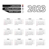 2023 kalender in Kroatisch taal, week begint van zondag. vector