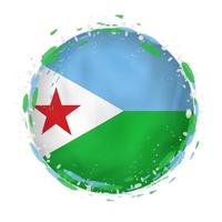 ronde grunge vlag van Djibouti met spatten in vlag kleur. vector