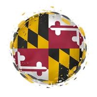 ronde grunge vlag van Maryland ons staat met spatten in vlag kleur. vector