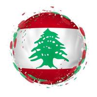 ronde grunge vlag van Libanon met spatten in vlag kleur. vector