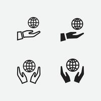 set van vector illustratie hand wereldbol vector geïsoleerde pictogram