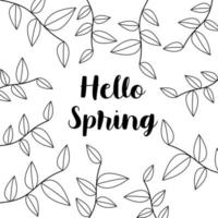 Hallo voorjaar schoonschrift belettering citaat. seizoensgebonden groet kaart decoratie Scandinavisch stijl. vector