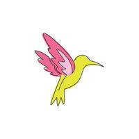 één enkele lijntekening van schattige kolibrie voor de bedrijfslogo-identiteit. klein schoonheidsvogel mascotte concept voor aviaire national zoo park. ononderbroken lijn grafische vector tekenen ontwerp illustratie