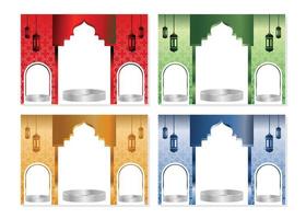 podium sjabloon met Islamitisch nuances, ontwerp voor Product Scherm, presentatie, stadium voor Islamitisch vakantie. gemakkelijk ontwerp illustratie vector