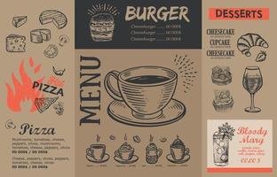 Adobe illustrator kunstwerkpizza voedsel menu, restaurant, cafe, sjabloon ontwerp. hand- getrokken illustraties, voedsel folder. vector
