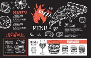Adobe illustrator kunstwerkpizza voedsel menu, restaurant, cafe, sjabloon ontwerp. hand- getrokken illustraties, voedsel folder. vector