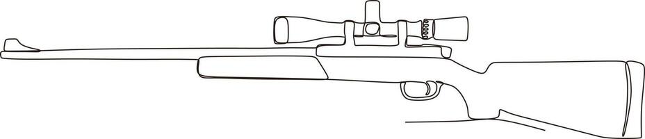 doorlopend lijn tekening van scherpschutter geweer, vector illustratie