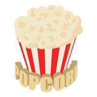 popcorn icoon isometrische vector. klassiek gestreept mand vol van vers popcorn icoon vector