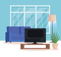 huiskamer met bank en tv vector