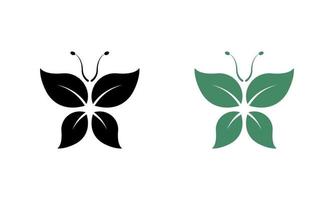 ecologie schoonheid fabriek vlinder. natuurlijk milieu mooi fabriek symbool. blad in vlinder vorm groen silhouet icoon. biologisch eco natuur decoratie. geïsoleerd vector illustratie.