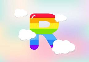 r brief regenboog patronen ontwerp, abstract regenboog brief voor kinderen, liefde, familie en scholl concept vector illustratie ontwerp