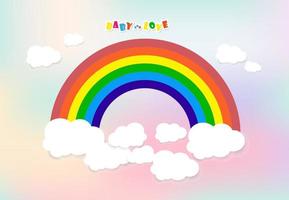 mooi regenboog en glad wit wolken, met ruimte voor tekst, kinderen en liefde concept banier ontwerp, vector illustratie