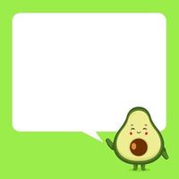schattige avocado met tekstballon vector