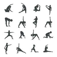 vrouw yoga silhouetten, yoga silhouetten verzameling vector