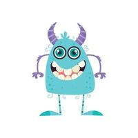 grappig aanbiddelijk blauw monster vector