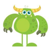 grappig aanbiddelijk groen monster vector