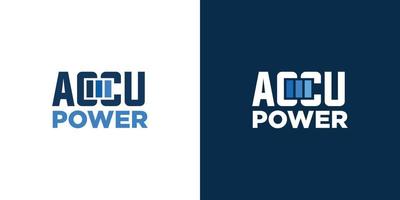 uniek en krachtig accu macht logo ontwerp vector
