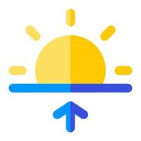 zonsopkomst in vlak icoon. zon, zonnig, zonneschijn, zonlicht, ochtend, ochtendgloren, zomer, heet, weer vector