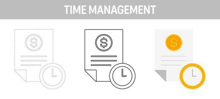 tijd beheer traceren en kleur werkblad voor kinderen vector