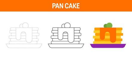 pan taart traceren en kleur werkblad voor kinderen vector