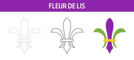 fleur de lis traceren en kleur werkblad voor kinderen vector