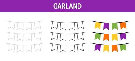 slinger traceren en kleur werkblad voor kinderen vector