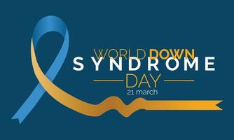 de Internationale dag van Mens met naar beneden syndroom. de geel blauw lint is een symbool vector illustratie sjabloon.