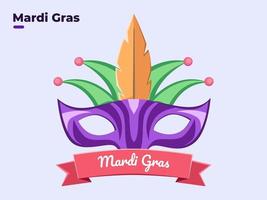 vlakke stijl illustratie van mardi gras gezichtsmasker maskerade met kleurrijke, gelukkige mardi gras dag, feestelijk mardi gras festival, carnaval mardi gras apparatuur, festival van Venetië, dikke zondag, feest. vector