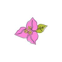 een doorlopende lijntekening van schoonheidsverse bougainville voor tuinlogo. afdrukbare decoratieve doornige boom bloem concept voor thuis muur decor print. moderne enkele lijn tekenen ontwerp vectorillustratie vector