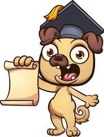 afstuderen cartoon pug vector