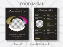 a4 grootte tweevoudig brochure restaurant voedsel menu sjabloon. vector modern voedsel ontwerp indeling.