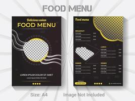 a4 grootte tweevoudig brochure restaurant voedsel menu sjabloon. vector modern voedsel ontwerp indeling.