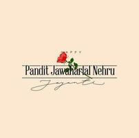 gelukkig pandit jawaharlal nehru Jayanti groeten met een rood roos icoon. vector