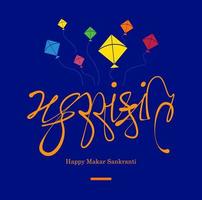 makarsankranti Gujarati kalligrafie. gelukkig makar sankranti hartelijk groeten. vector