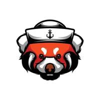rood panda matroos mascotte ontwerp vector