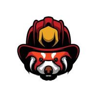 rood panda brandweerman mascotte ontwerp vector