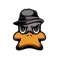 eend fedora mascotte logo ontwerp vector