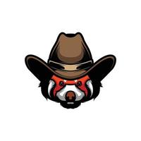 rood panda cowboy mascotte ontwerp vector