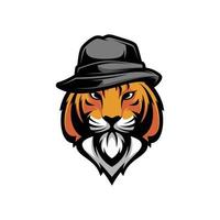 tijger fedora hoed mascotte logo ontwerp vector