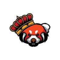 rood panda koning mascotte ontwerp vector