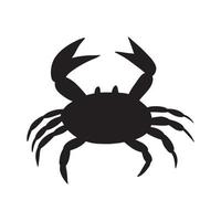 zwart silhouet krab Aan een wit achtergrond. vector hand- getrokken kinderen illustratie. zee oceaan. onderwater- wereld